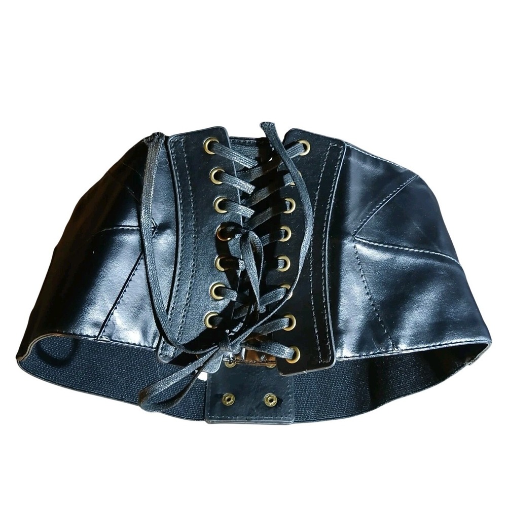 Black Corset Waist Clincher Belt 'Tie Up' Button In Back Women's  Size 30' #1444